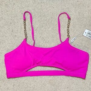 Hot Pink Cut Out Bikini Top